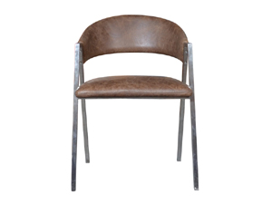 Steel Tube Leg Retro Antique Leather Dining Chair