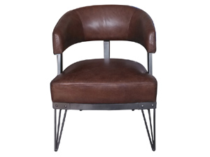 Streamline Modern Deco Tubular Chrome Chair with Antique Leather