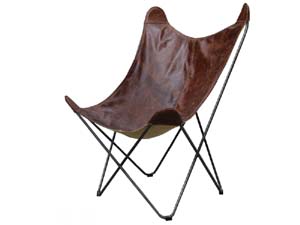 Top Grain Vintage Hand-stitched Leather with Tubular Iron Frame