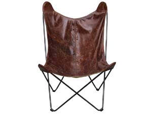 Top Grain Vintage Hand-stitched Leather with Tubular Iron Frame
