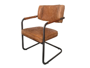 Tubular Steel Base Industrial Style Grain Leather Office Chair