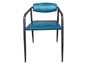 Tubular Steel Frame Industrial Leather Armchair