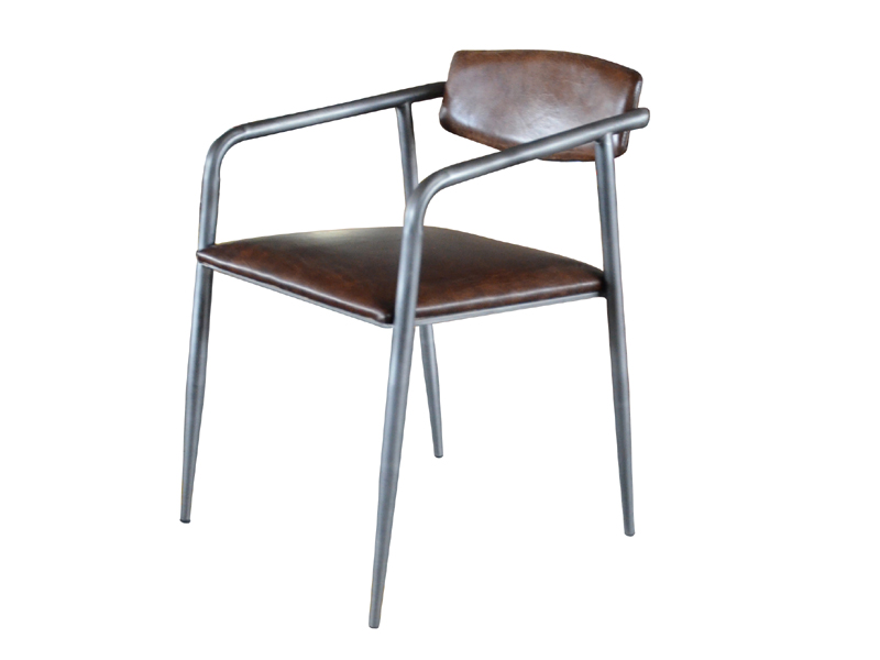 Tubular Steel Frame Industrial Leather Armchair