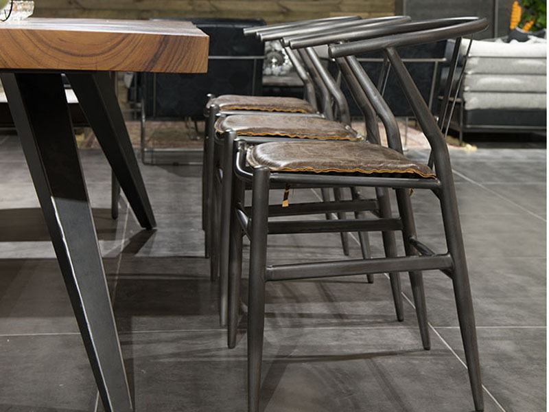 Vintage Leather Cushion Industrial Chair