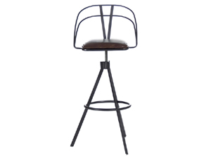 Vintage Leather Cushion Metal Bar Chair