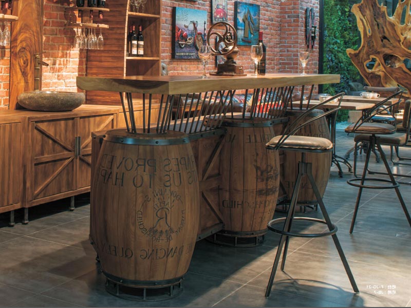 Vintage Leather Cushion Metal Bar Chair