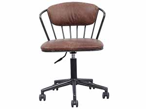 Vintage Leather Office Chair with Wheels
