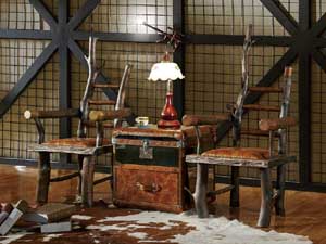 Vintage Solid Wood Chair with Leather Cushion and Rivets