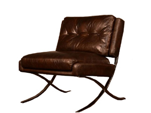 X Base Tufted Back Armless Chair