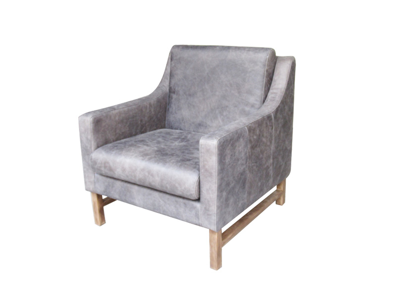 Leather Accent Chairs For Living Room With Cushion And Wood Legs