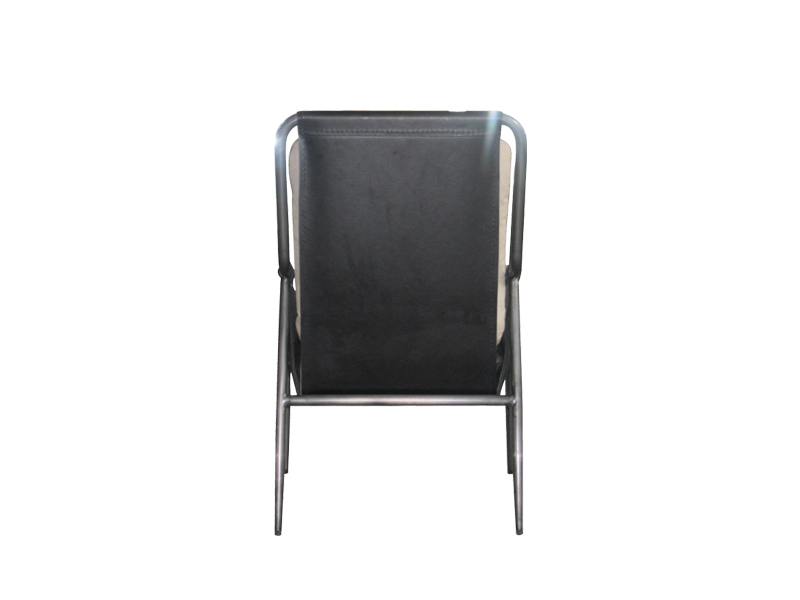 Black Genuine Leather Dining Chair With Cushion