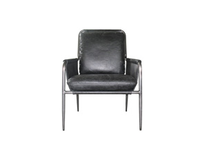 Black Genuine Leather Dining Chair With Cushion 