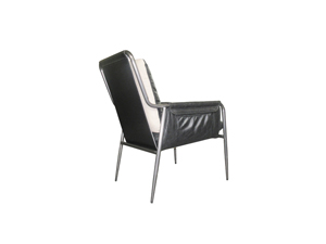 Black Genuine Leather Dining Chair With Cushion 