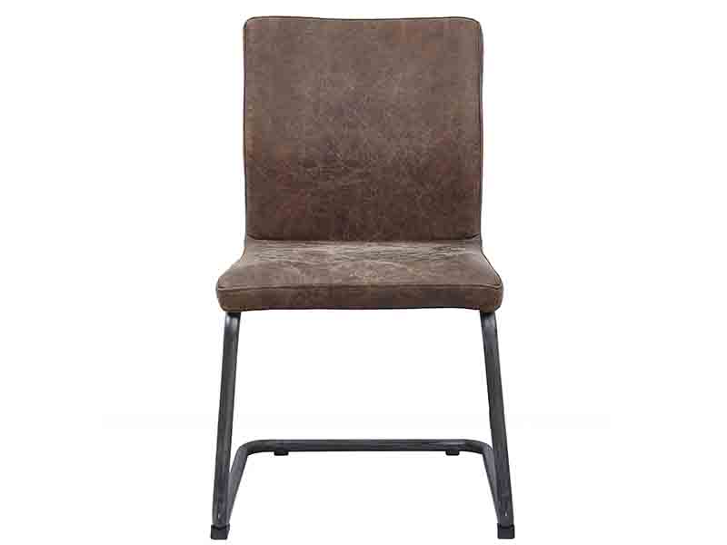 Antique Leather Iron Base Industrial Chair