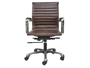 Antique Leather Office Chair with Wheels