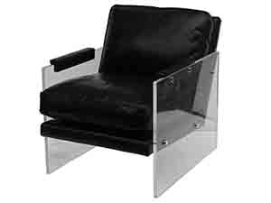 Black Vintage Leather Acrylic Armchair