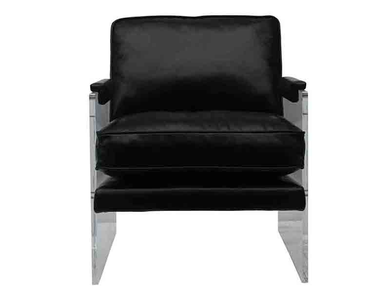 Black Vintage Leather Acrylic Armchair
