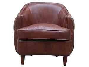Button Cover Vintage Brown Leather Armchair