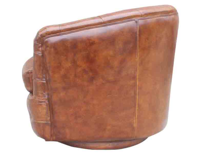 Buttoned Back Vintage Leather Swivel Chair