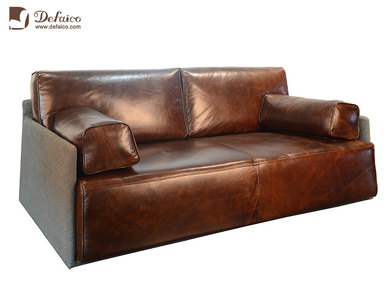 Two Seat Genuine Leather Antique Retro Vintage Sofa For Living Room