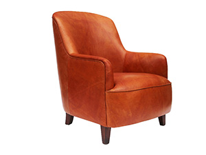 Luxury Wood Leg Brown Top Leather Chair