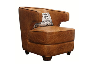 Antique Tan Leather Hotel Leisure Armchair