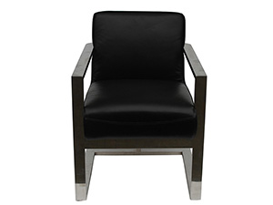 Stainless Steel Base Black Vintage Leather Chair for Hotel