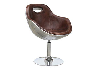 Top Vintage Tan Leather Aviation Bar Chair