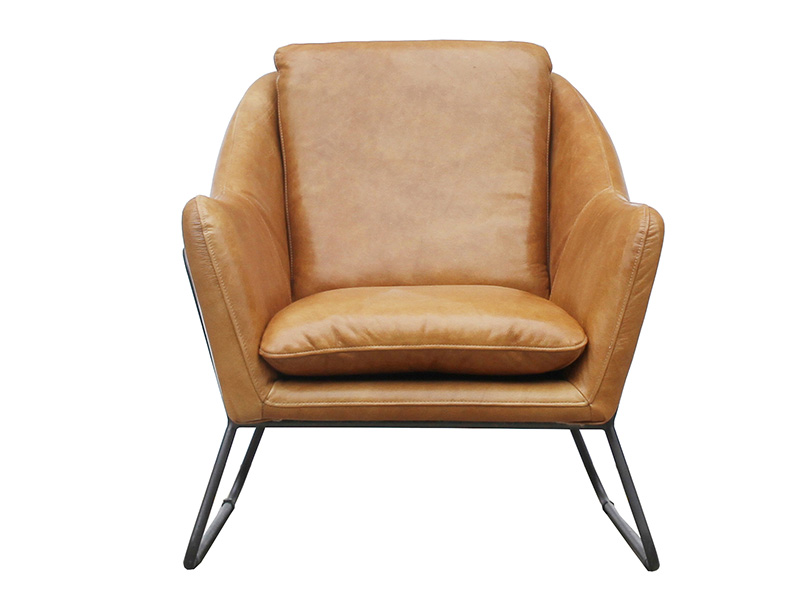 Metal Frame Vintage Leather Living Room Chair