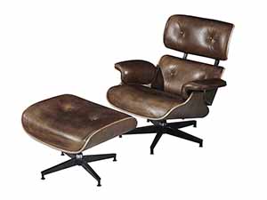 Eames Vintage Leather Chair with Stool