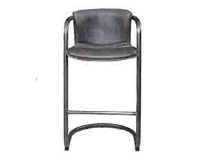 Gray Vintage Leather Industrial High Stool 