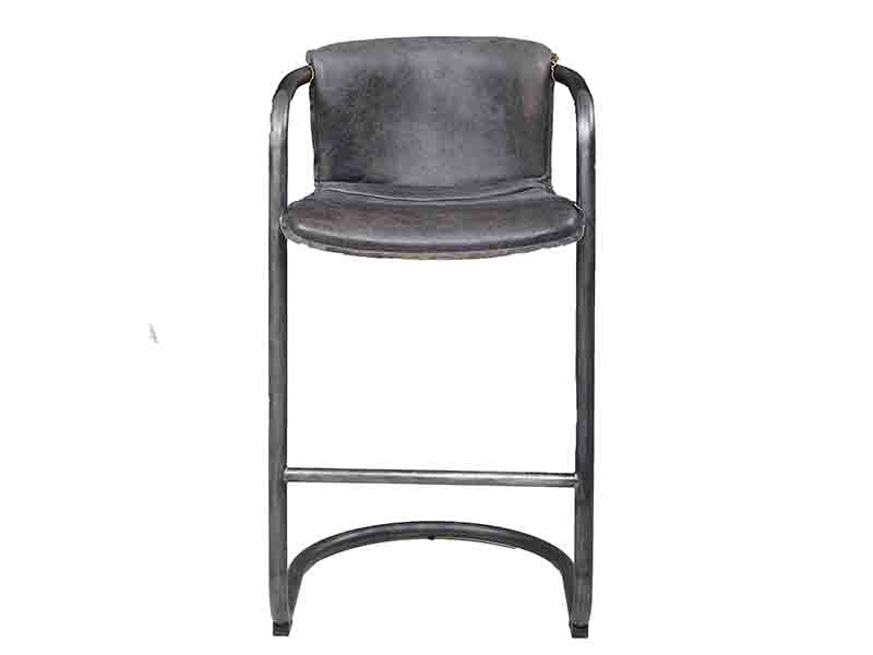 Gray Vintage Leather Industrial High Stool