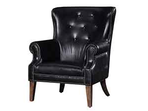 High Back Wing Chair in Vintage Leather