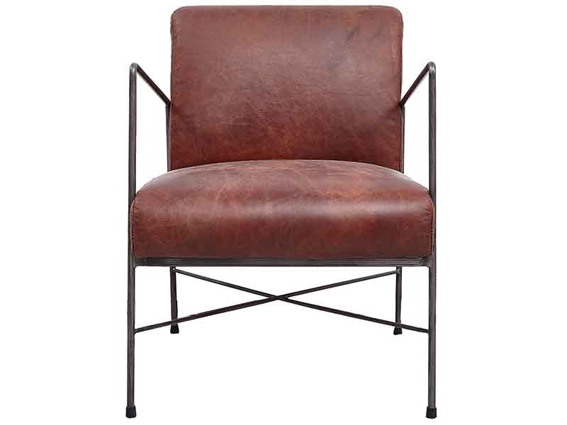 Industrial Iron Tube Antique Leather Chair