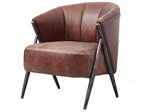 Industrial Tube Leg Antique Leather Chair