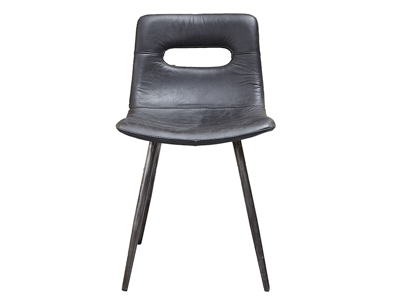 Iron Tapering Legs Gray Vintage Leather Chair