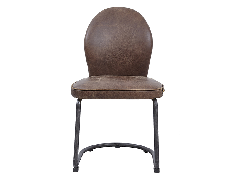 Iron Tubular Base Real Cow Leather Chair