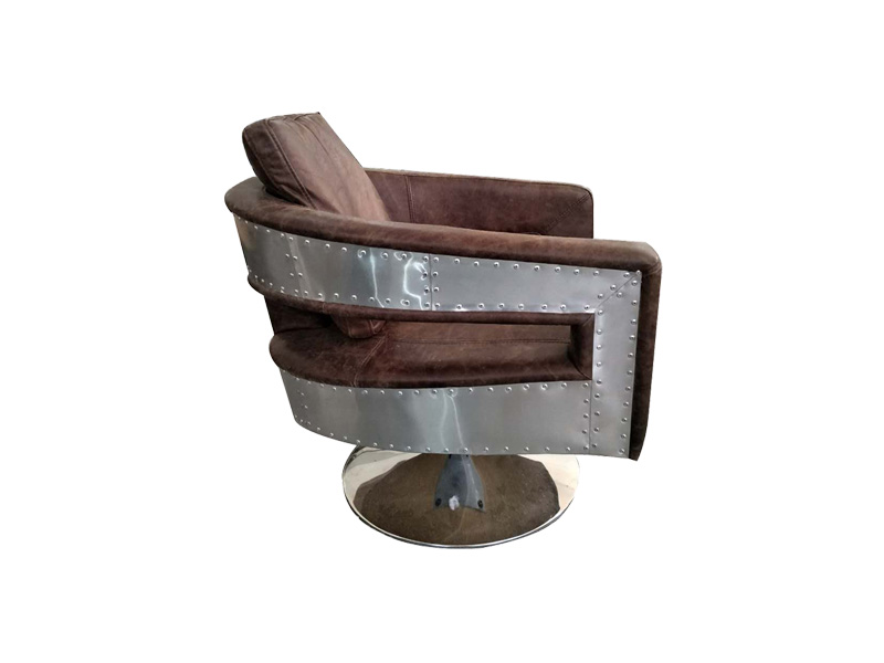 Antique 360 Degree Swivel Office Chair With Round Base And Armrest