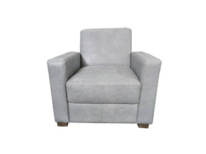Grey Leather Chair Soft Cushion And Aluminium Back
