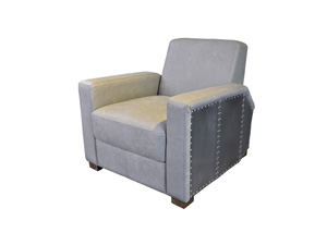 Grey Leather Chair Soft Cushion And Aluminium Back