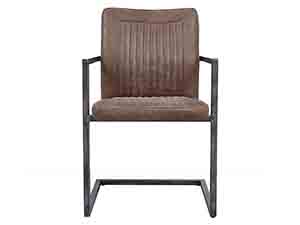 Metal Base Antique Tan Leather Chair