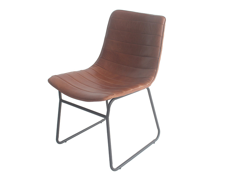 Metal Iron Frame Vintage Leather Loft Industrial Dining Chair
