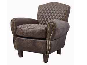 Roll Arm Distressed Leather  Armchair