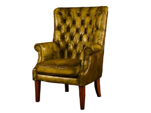 Roll Arm Tufted Back Wing Back Club Chair