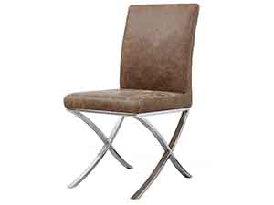 Stainless Steel Base Antique Tan Leather Chair