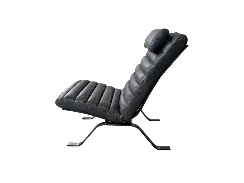 Black Leisure High Back Leather Chair With High Quailty Cushion And Headrest