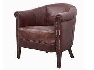 Tub Chair in Distressed Leather Chair