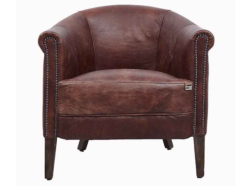 Tub Chair in Distressed Leather Chair