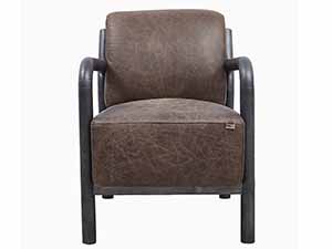 Tube Arm Distressed Leather Chair