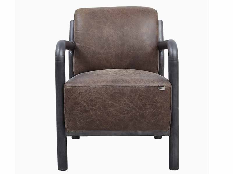 Tube Arm Distressed Leather Chair
